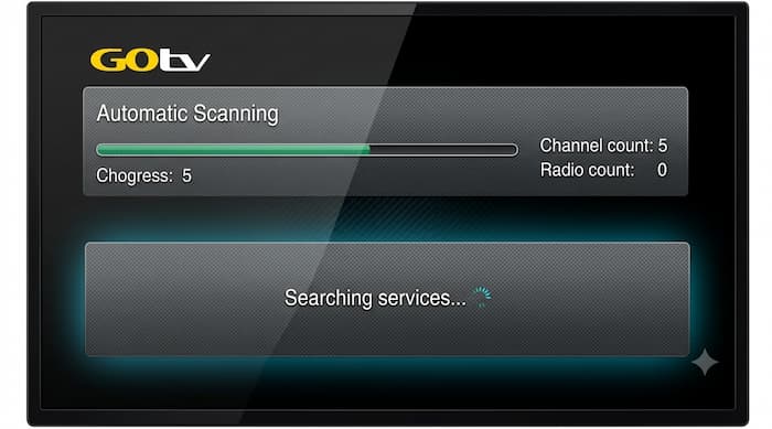 GOtv automatic scan option under Advanced Options and Installation menu