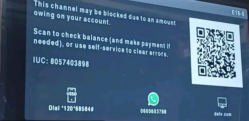 DStv self-service portal refresh subscription screen