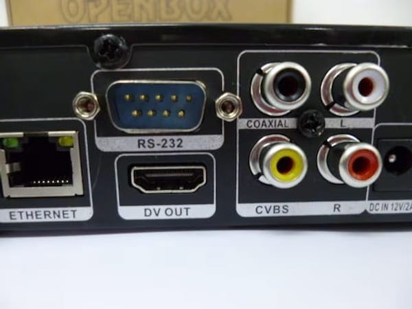 Back panel of a StarTimes decoder showing the antenna and AV ports