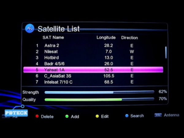 decoder built-in signal strength and quality meter screen during alignment