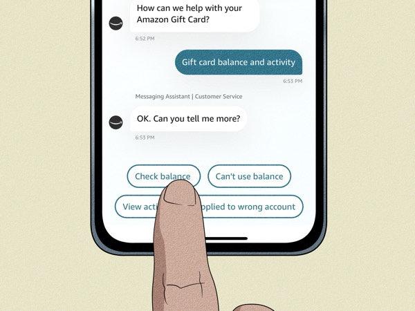 Checking Amazon gift card balance via mobile chat support on phone