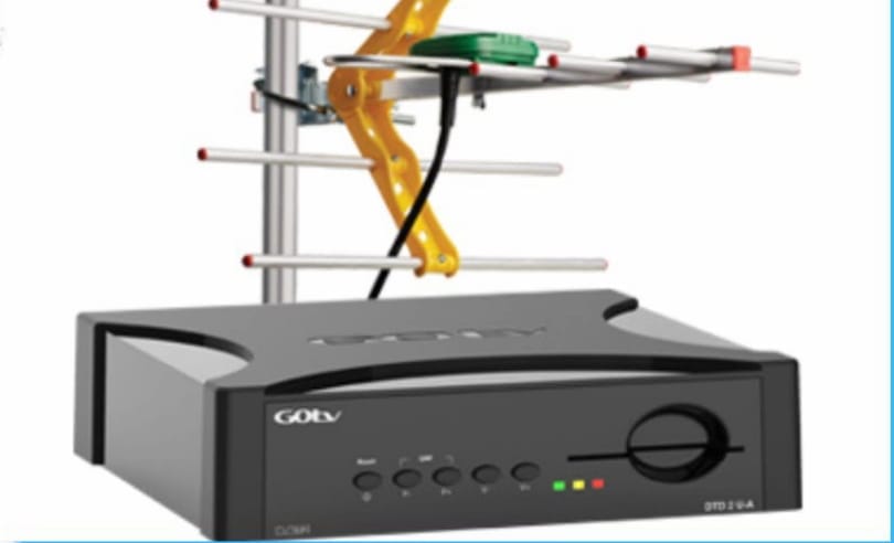 GOtv decoder with red light status and subscription payment context