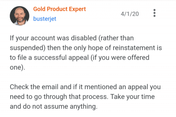 Screenshot of replies I got from Google AdSense forum