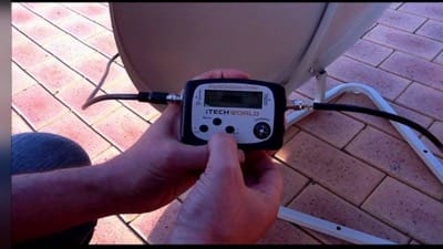 DStv signal strength meter showing good signal on screen