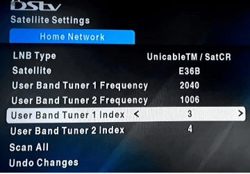 DSTV tuner error messages