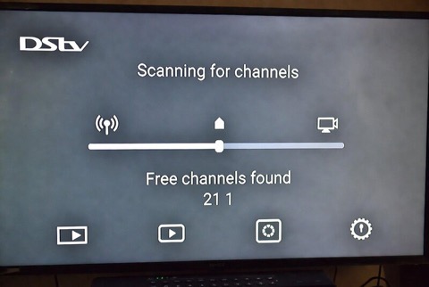 Scanning for free channels on a DStv decoder