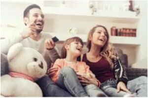 Family watching TV for free
