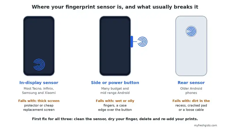 Where your fingerprint sensor is and why a fingerprint sensor is not working on each type